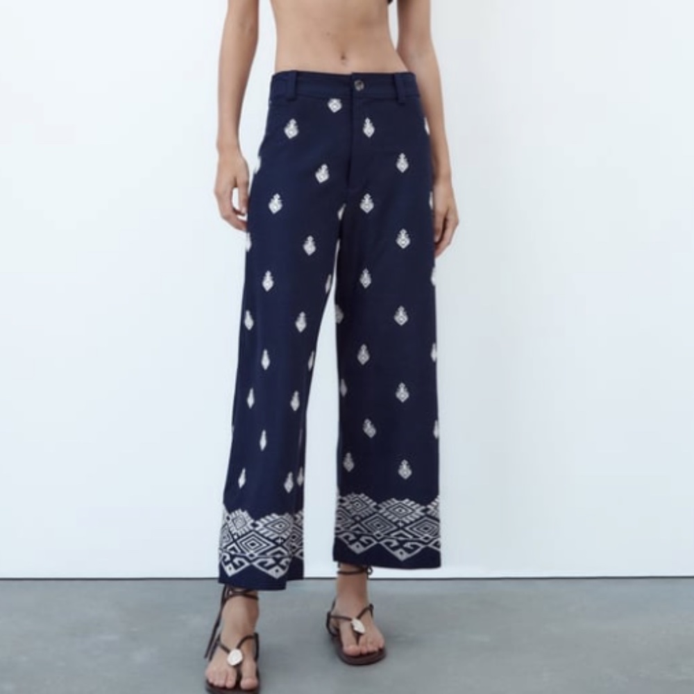 NWOT Zara EMBROIDERED CULOTTES
